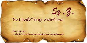 Szilvássy Zamfira névjegykártya